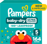 Pampers Diapers - Baby Dry - Size 5, 164 Count, Absorbent Disposable Infant Diaper (Packaging May Vary)