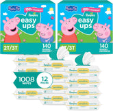 Pampers Easy Ups Pull On Training Underwear Girls, 2T-3T, 2 Month Supply (2 x 140 Count) with Sensitive Water Based Baby Wipes 12X Multi Pack Pop-Top and Refill (1008 Count)