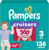 Pampers Diapers - Cruisers 360 - Size 3, 136 Count, Babyproof up to 100% Leakproof Pull-On Diaper