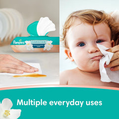 Pampers Wipes, Clean & Calm, Cotton Blossom Scent, 168 Wipes Total (3X Pop-Top Packs)