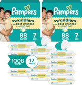 Pampers Swaddlers Disposable Baby Diapers Size 7, 2 Month Supply (2 x 88 Count) with Sensitive Water Based Baby Wipes 12X Multi Pack Pop-Top and Refill (1008 Count)