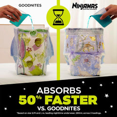 Ninjamas Girls Nighttime Underwear, Size L (64-95+ lbs), 68 Count, Overnight Underwear + Pampers Wipes, Sensitive, Water Based Wipe, Hypoallergenic, and Unscented, 336 Wipes Total (4 Flip-Top Packs)