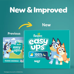 Easy Ups Girls & Boys Potty Training Pants, Size 5T-6T, 80 Count, Bluey Absorbent Training Underwear, Up to 100% Leakproof Day and Night, Hypoallergenic (Packaging May Vary)