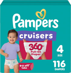Pampers Diapers - Cruisers 360 - Size 4, 116 Count, Babyproof up to 100% Leakproof Pull-On Diaper