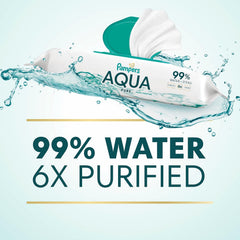 Pampers Aqua Pure Baby Wipes, 99% Water, Fragrance Free, 336 Baby Wipes Total (6X Flip-Top Packs) [Packaging May Vary]