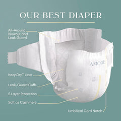 Bundle of Pampers Amore, Size 6 (23-44 lbs), 108 Count + Pampers Baby Wipes Aqua Pure, 99% Water-Based Wipes, Hypoallergenic and Unscented Baby Wipes, 672 Wipes Total (12 Flip-Top Packs)