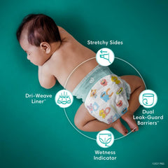 Pampers Baby Dry Disposable Baby Diapers Starter Kit, Sizes 1 (252 Count) & 2 (234 Count), with Sensitive Water Based Baby Wipes 12 Flip-Top Packs (1008 Wipes Total)