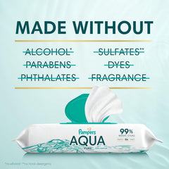 Pampers Aqua Pure Baby Wipes, 99% Water, Fragrance Free, 448 Baby Wipes Total (8X Flip-Top Packs) [Packaging May Vary]