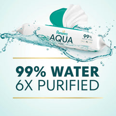Pampers Aqua Pure Baby Wipes, 99% Water, Fragrance Free, 896 Baby Wipes Total (16X Flip-Top Packs) [Packaging May Vary]