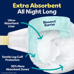 Pampers ZZZ Overnight Diapers, Size 6 (35+ lbs), 42 Count, Nighttime Protection Disposable Baby Diaper, Night Time Leak and Skin Protection
