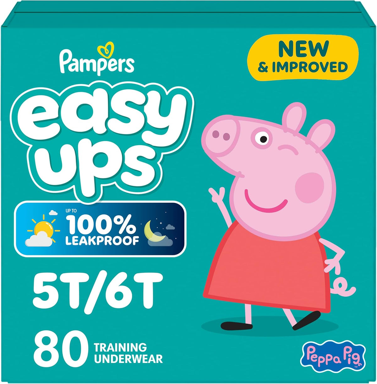 Pampers Training Pants - Easy Ups Girls & Boys - Size 5T-6T, 80 Count, Peppa Pig Potty Underwear (Packaging May Vary)